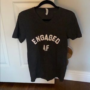 V neck dark gray Engaged T-shirt